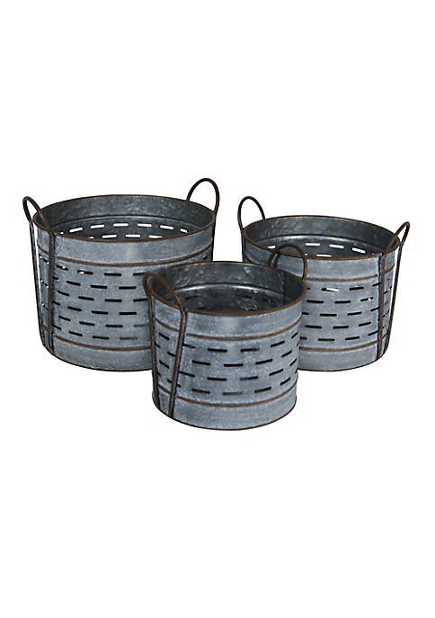 Cheung's Classic Decorative Slatted Metal Bucket with Side