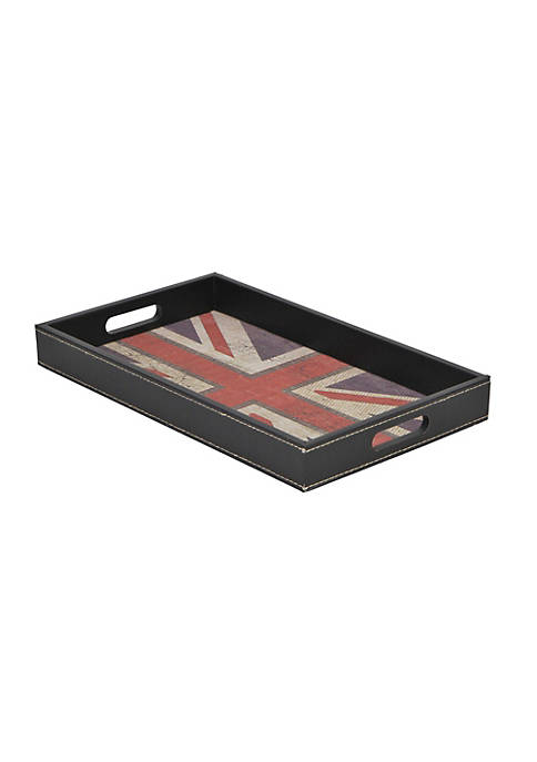 Indoor Home Decorative Kitchen Dining Serving Plate Wooden Union Jack Rectangular Tray