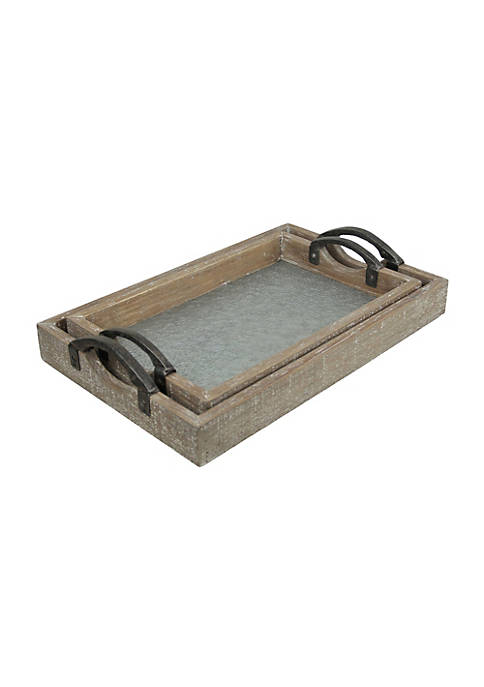 Cheung's Wood Frame Tray with Galvanized Base and
