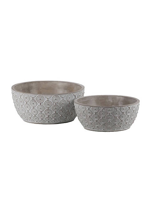 Urban Trends Collection Cement Low Round Pot with