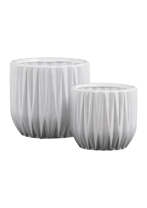 Urban Trends Collection Ceramic Cylindrical Pot with Embossed