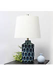 Moroccan Table Lamp with Fabric White Shade, Blue
