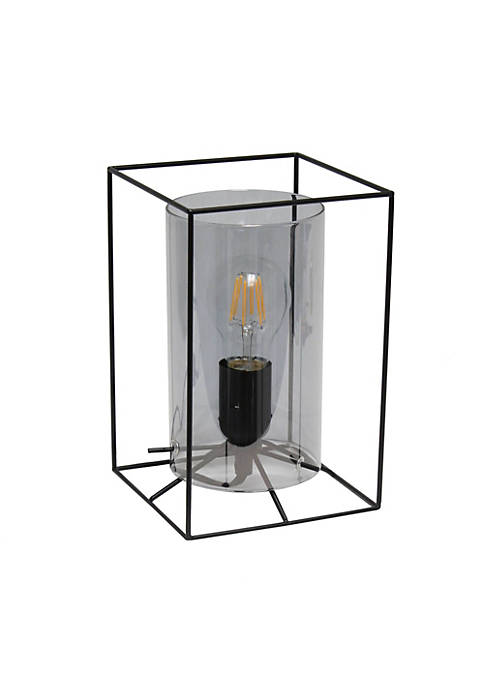 Lalia Home Black Framed Table Lamp with Smoked