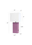 Modern Leather Table Lamp with USB and White Fabric Shade, Purple