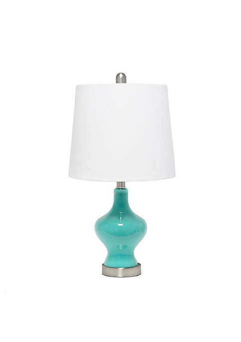 Paseo Table Lamp with White Fabric Shade, Teal