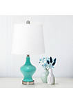 Paseo Table Lamp with White Fabric Shade, Teal
