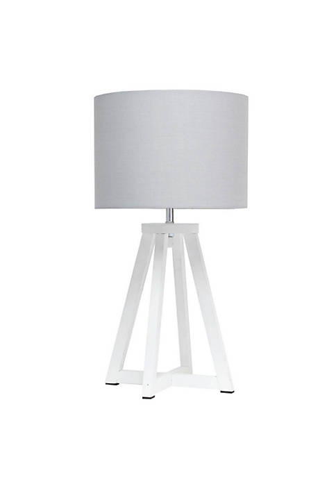 Simple Designs Interlocked Triangular White Wood Table Lamp