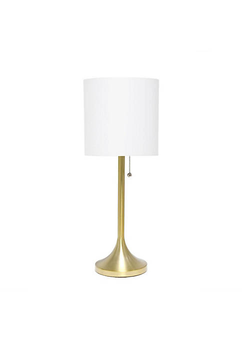 Simple Designs Gold Tapered Table Lamp with White