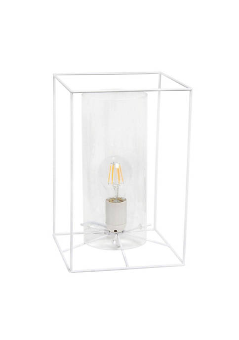 Lalia Home White Framed Table Lamp with Clear