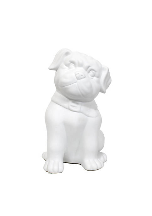 Contemporary Porcelain Puppy Dog Shaped Table Lamp - White
