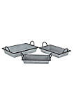 Home Indoor Decorative Metal Tapered Tray with Metal Side Handles, Set of 3