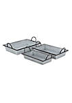 Home Indoor Decorative Metal Tapered Tray with Metal Side Handles, Set of 3