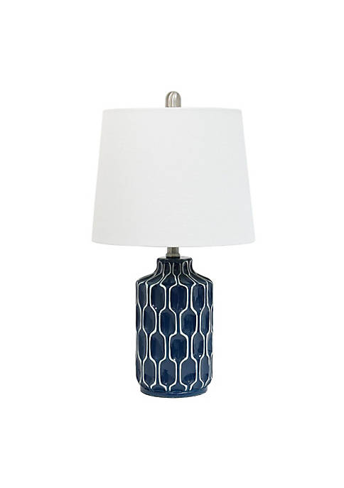 Modern Decorative Blue and White Patterned Table Lamp