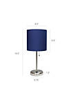 Home Decorative Stick Lamp with USB Charging Port, Navy Fabric Shade and Brushed Steel Base - 2 Pack Set