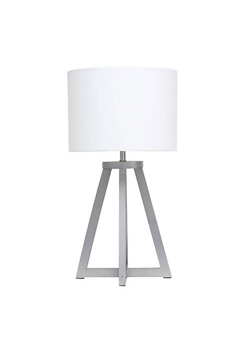 Simple Designs Interlocked Triangular Gray Wood Table Lamp