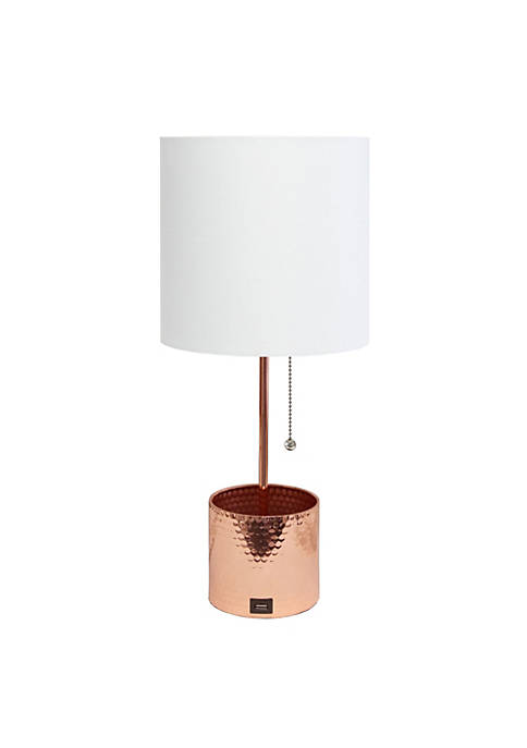 Simple Designs Hammered Metal Organizer Table Lamp with