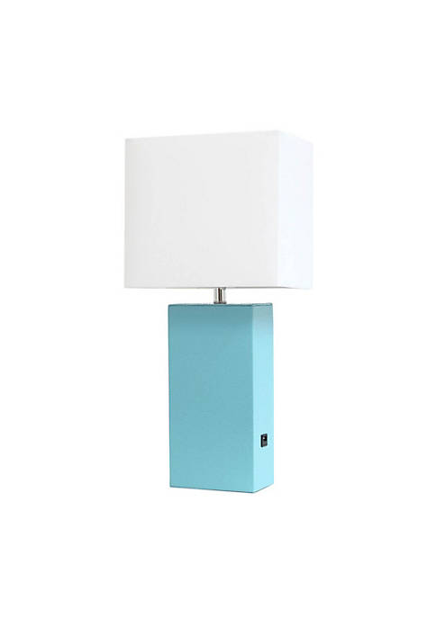 Elegant Designs Modern Leather Table Lamp with USB