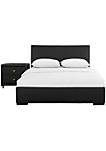 Decorative Home Modern Hindes Upholstered Platform Bed Frame Only with 1 Nightstand / Full Slat Support / Mattress Foundation / No Box Spring Needed - Black, King