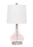 Modern Rippled Glass Table Lamp with Fabric Shade - Rose Quartz