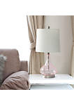 Modern Rippled Glass Table Lamp with Fabric Shade - Rose Quartz