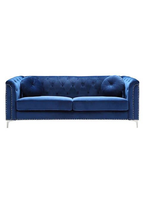 Passion Furniture Modern Decorative Pompano 83&quot; Navy Blue