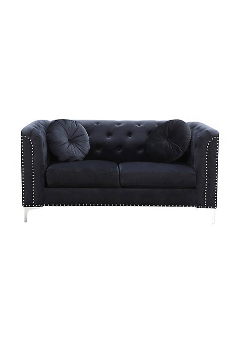 Passion Furniture Modern Decorative Pompano 62&quot; Black Tufted