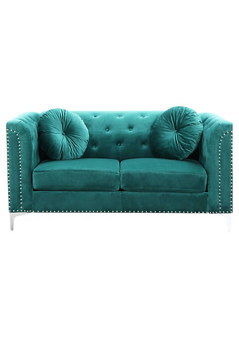 Passion Furniture Modern Decorative Pompano 62&quot; Green Tufted