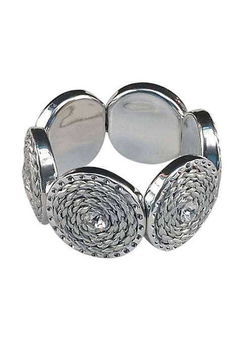Classic Decorative Fashion Silver Tone Stretch Bracelet