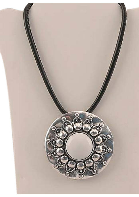 Iwgac Modern Silver Tone Pendant Necklace