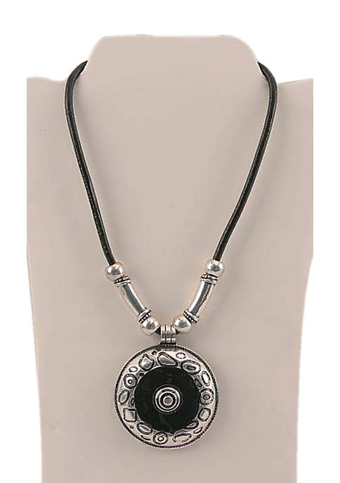 Iwgac Classic Decorative Silver Tone Pendant Necklace