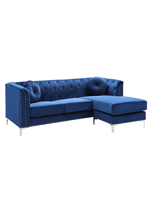 Passion Furniture Modern Pompano 83 Inch Navy Blue