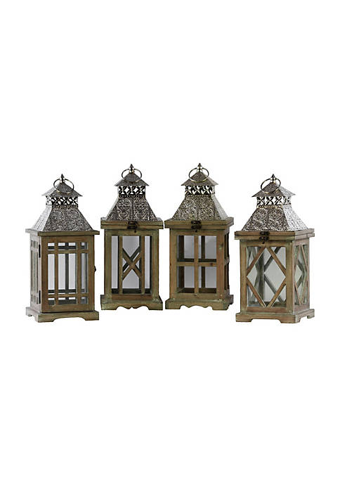 Urban Trends Collection Home Decorative Wood Square Lantern