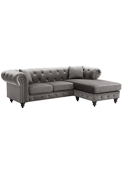 Passion Furniture Modern Nola 98 Inch Dark Gray