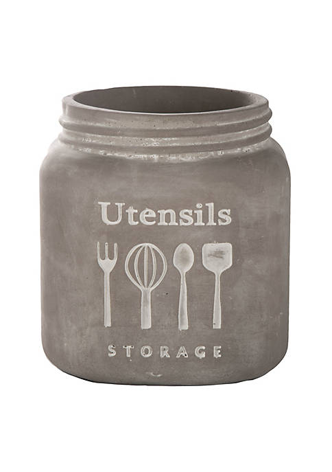 Urban Trends Collection Cement Round Mason Jar Utensils