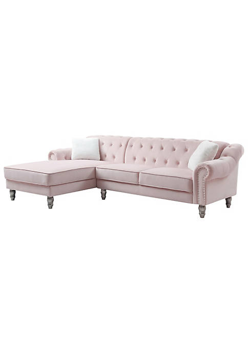 Passion Furniture Modern Encino 99 Inch Chesterfield Tufted