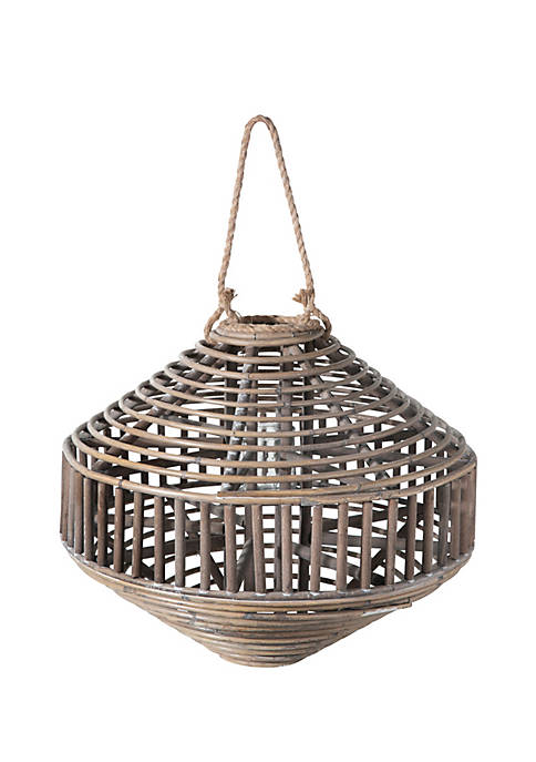 Urban Trends Collection Rattan Round Lantern with Rope