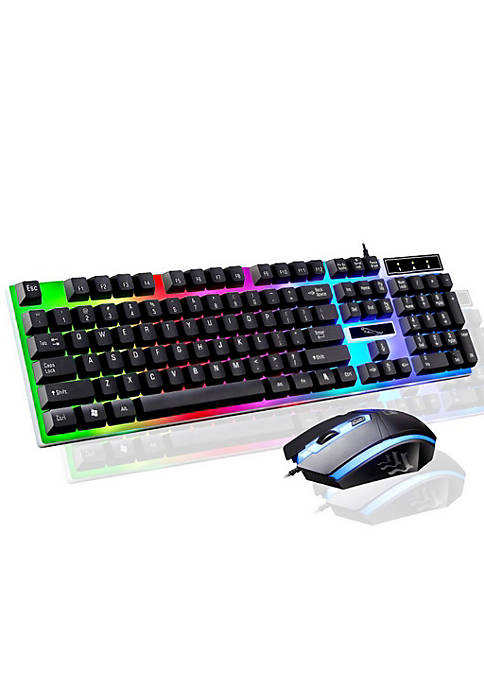 SANOXY USB Wired 104 Keys Full Size Keyboard Combo Mouse w/ Backlight LED Lights for Office, Gaming, Students