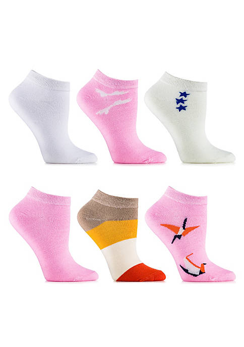 Gallery Seven Womens Multicolor Ankle Socks 6 Pack