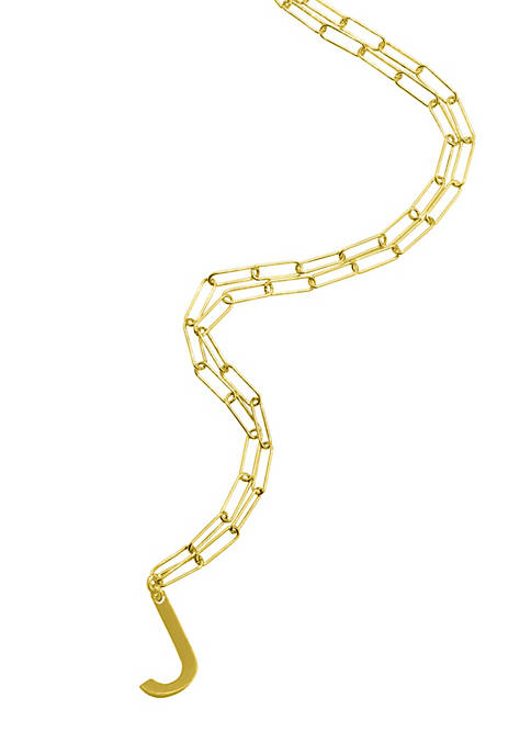 Initial Neckalce with Paperclip Link Chain 14k Yellow Gold Vermeil .925 Sterling Silver