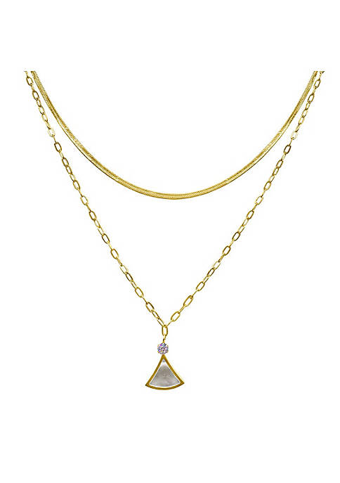 Adornia Layered Mixed Chain Ginko Leaf Necklace gold