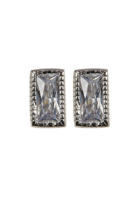 Adornia Rectangle Crystal Studs .925 Sterling Silver