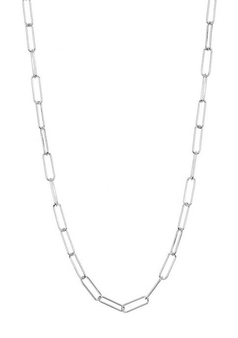 Adornia Paper Clip Chain White Rhodium Silver
