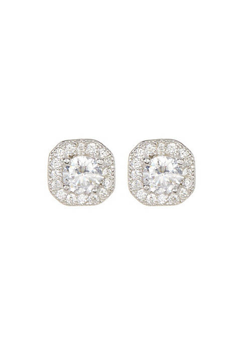 Adornia Vintage Crystal Halo Studs .925 Sterling Silver
