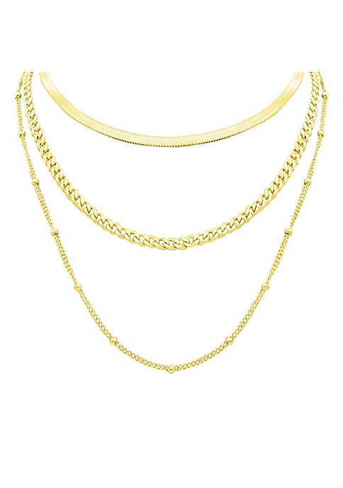 Adornia Layered Chain Necklace gold
