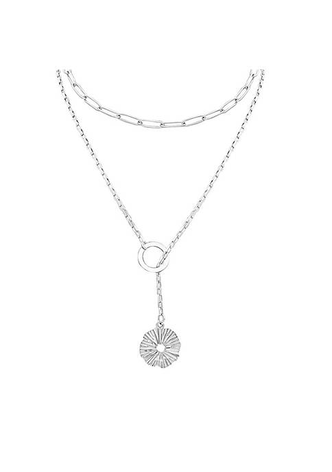 Mixed Chain Disc Y Necklace silver
