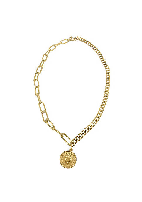 Adornia Coin Mixed Chain Necklace yellow gold
