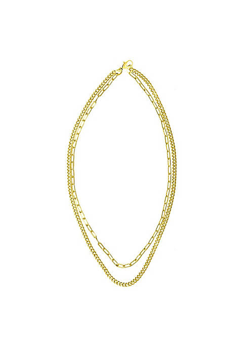 Adornia Layered Mixed Chain Necklace Yellow Gold Vermeil
