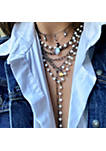 Messy Layered Y Pearl Necklace Silver