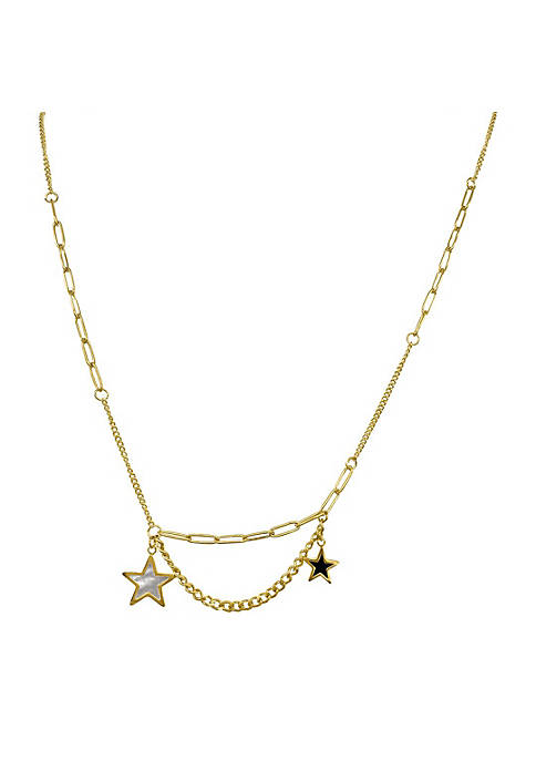 Star and Mixed Chain Necklace gold