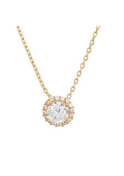 Swarovski Crystal Halo Necklace Yellow Gold Vermeil .925 Sterling Silver
